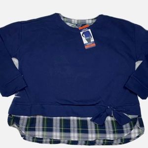 Izod Long Sleeve Tie-Front 2-Fer Sweatshirt Navy